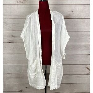 Flax Obscure Cardigan Open Front 100% Linen Gauze